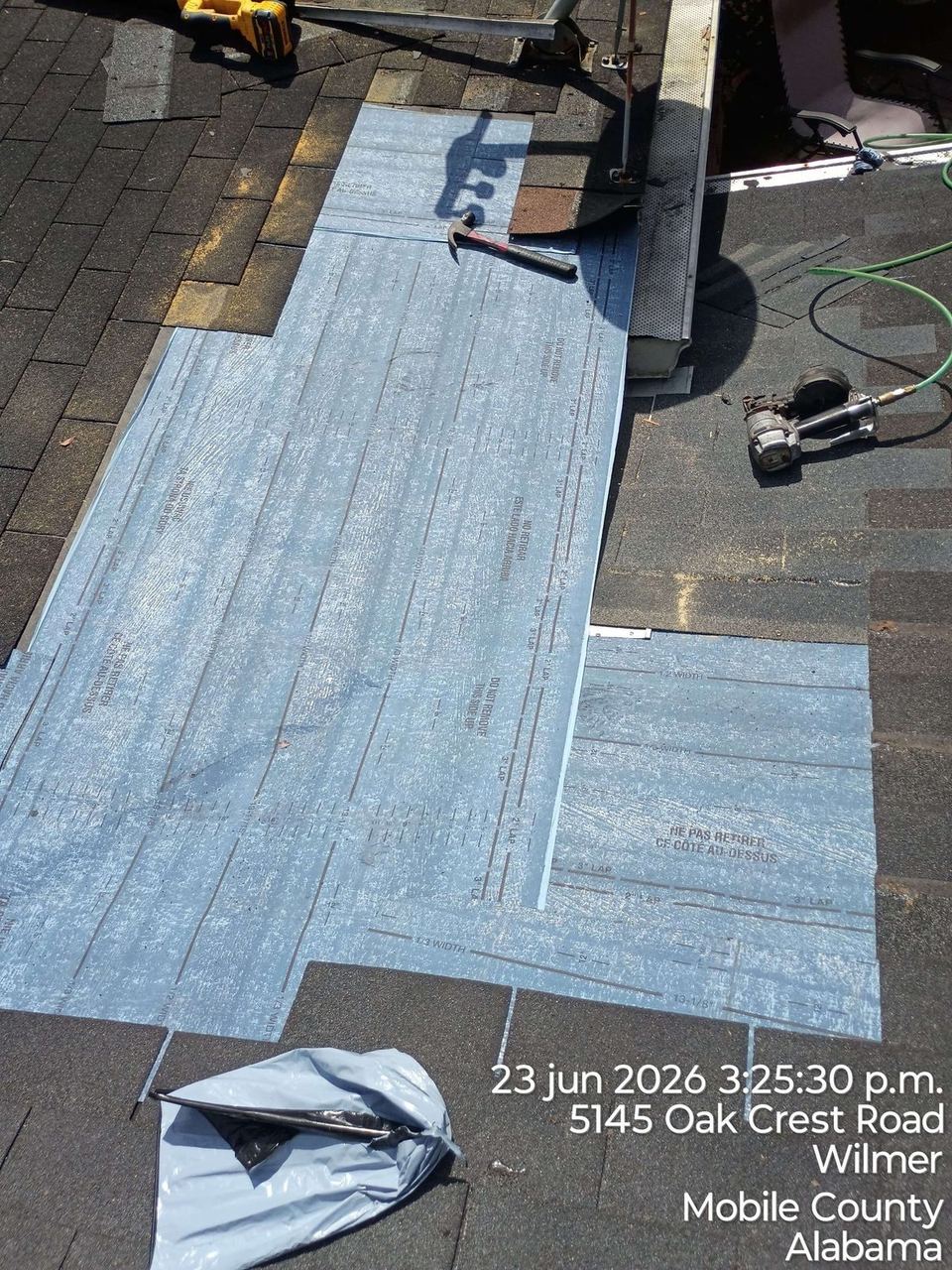 Roof repair work by A&W Roofing, June 2026