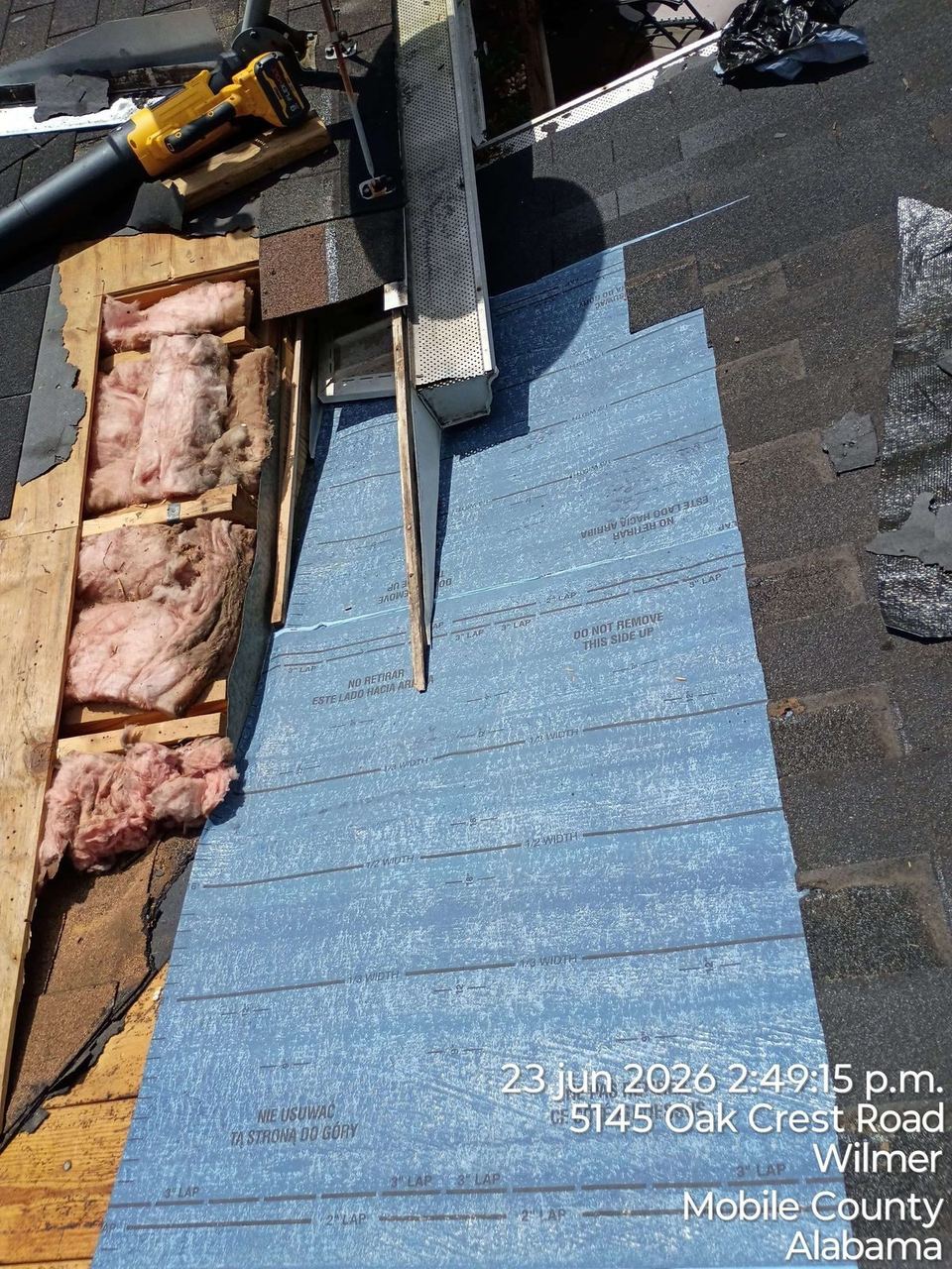 Roof repair work by A&W Roofing, June 2026